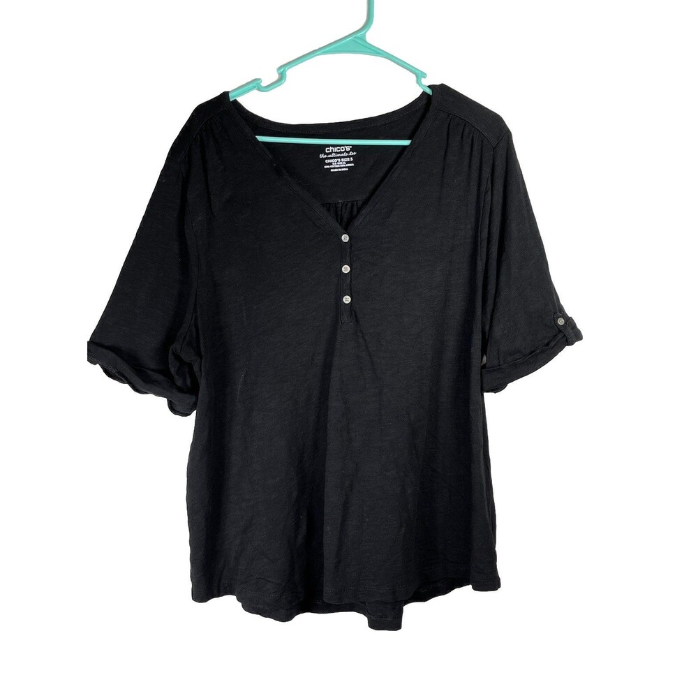 Chicos Sz 3 Xl Button Flowy Ultimate Tee Top